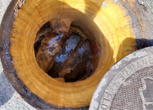 Sprayroq material applied inside large hole